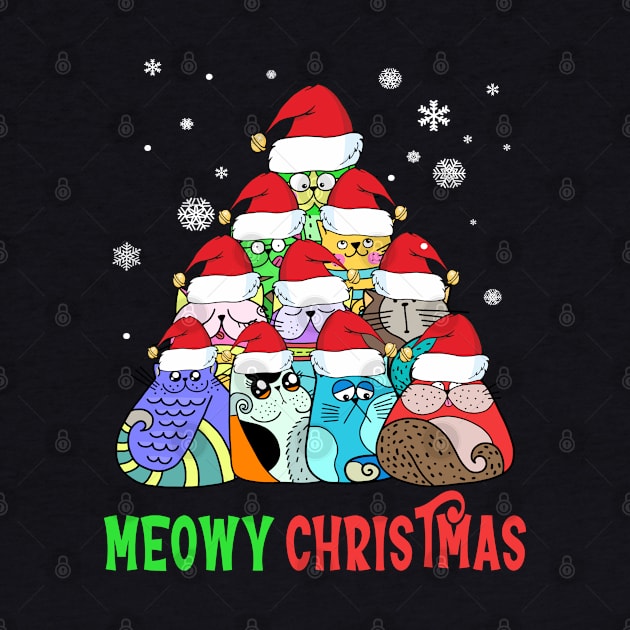 Meowy Catmas Cat Christmas Tree Xmas Funny Crazy Cat Lover by Jas-Kei Designs